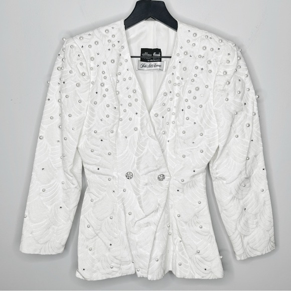 Saks Fifth Avenue After Five by Julie Duroche Vintage White Sparkle Suit Size 4 - Picture 5 of 16
